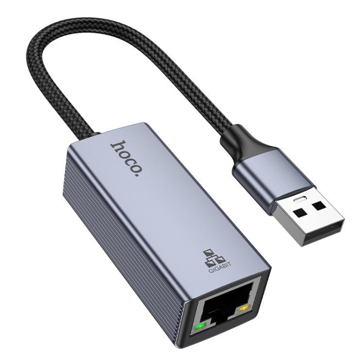 USB-хаб Hoco UA37 USB ethernet adapter(1000 Mbps) Gray