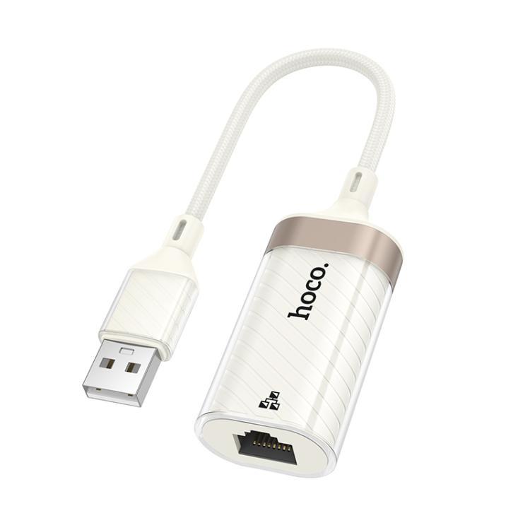 USB-хаб Hoco UA41 Crystal USB ethernet adapter(100 mbps) White
