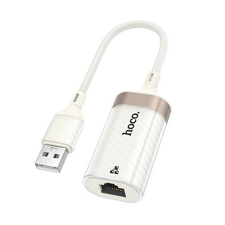 USB-хаб Hoco UA41 Crystal USB ethernet adapter(100 mbps) White, фото 1