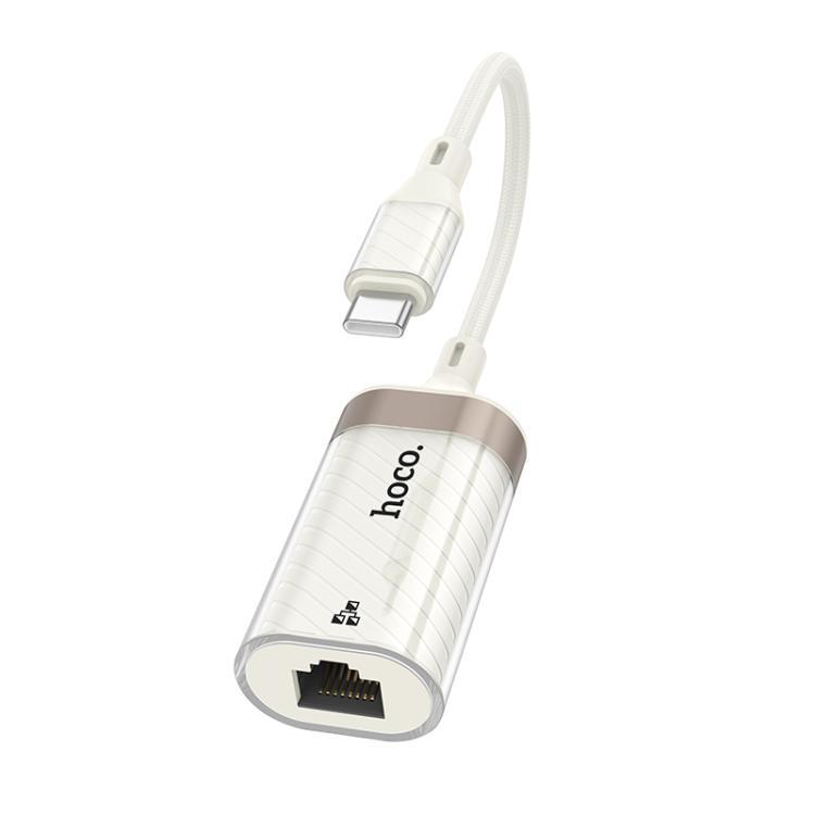 USB-хаб Hoco UA41B Crystal Type-C ethernet adapter(100 mbps) White
