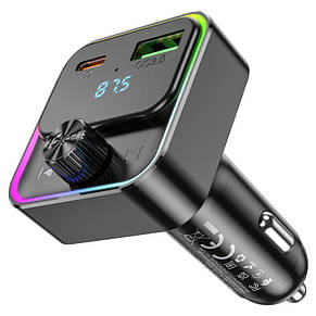 FM-трансмітер Hoco E81 Fantasy PD30W+QC3.0 car BT FM transmitter Black, фото 1