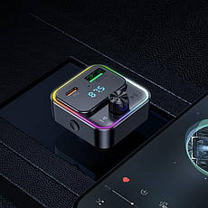 FM-трансмітер Hoco E81 Fantasy PD30W+QC3.0 car BT FM transmitter Black, фото 4