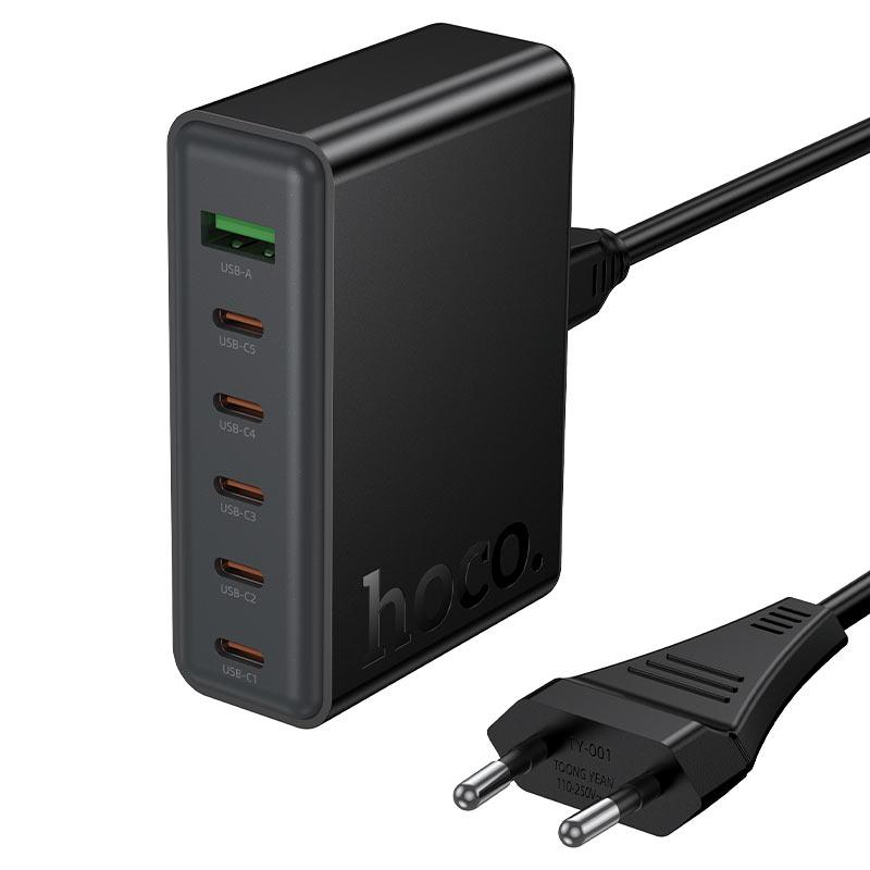СЗУ Hoco C152A Modern PD70W 6-port(5C1A) desktop charger(EU) Black
