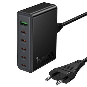 СЗУ Hoco C152A Modern PD70W 6-port(5C1A) desktop charger(EU) Black, фото 1