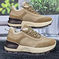 Жіночі зимові кросівки Gipanis бежеві зі штучним хутром тедді 8171