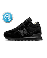 New Balance 574 High All Black Suede Fur