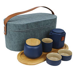Дорожній набір 45521 для чайної церемонії із 7 предметів керамічний Dark Blue