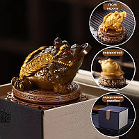 Фігурка для чайної церемонії Жаба з монеткою колір, що обертається, від гарячої води, фото 3