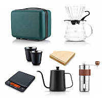 Дорожній кавовий набір Choxila з 8 предметів 2 персони для приготування кави з кейсом, фото 5