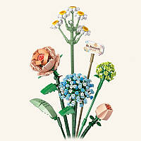 3D конструктор набір будівельних блоків LOZ 1671 ромашка троянда лист гортензії 680 деталей пластиковий, фото 2