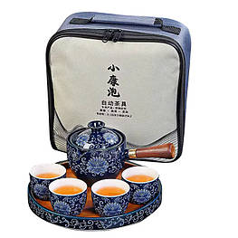 Дорожній набір для чайної церемонії керамічний на 4 персони Blue Lotos