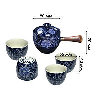Дорожній набір для чайної церемонії керамічний на 4 персони Blue Lotos, фото 4