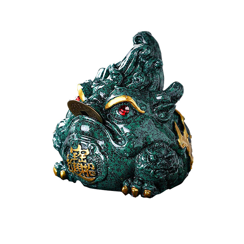 Фігурка для чайної церемонії ZBY-2407302 Жаба з монеткою міняє колір від гарячої води Green, фото 1