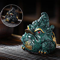 Фігурка для чайної церемонії ZBY-2407302 Жаба з монеткою міняє колір від гарячої води Green, фото 6