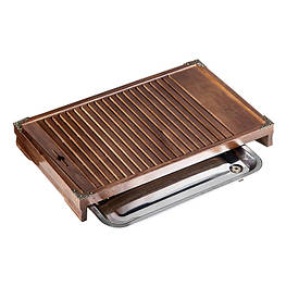 Чабань столик XYY016 для чайних церемоній 43*28*6 см бамбуковий прямокутний з піддоном