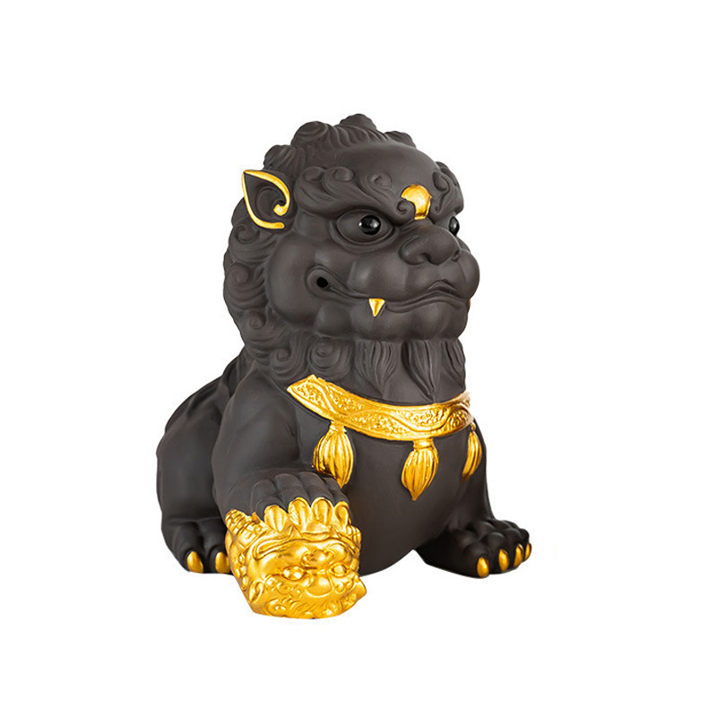 Фігурка для чайної церемонії Левиця золота, що приносить щастя, фото 1