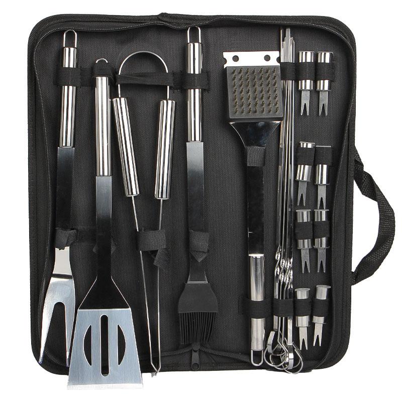 Професійний набір для шашлику Lesko №20 з інструментами з нержавіючої сталі у чохлі, фото 1