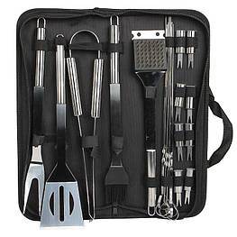 Професійний набір для шашлику Lesko №20 з інструментами з нержавіючої сталі у чохлі