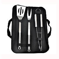 Набір для гриля та барбекю Lesko №3 з нержавійки в чохлі — 3 предмети для мангалу і кемпінгу, фото 2