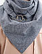 Чоловічий 2-сторонній вовняний шарф, сірий в дрібну смужуку "Единбург", на кільцях, від My scarf снуд, бактус, фото 5