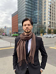 Чоловічий шоколадний шарф, великий чоловічий котоновий шарф "Мілан" від My scarf 180 на 60 см