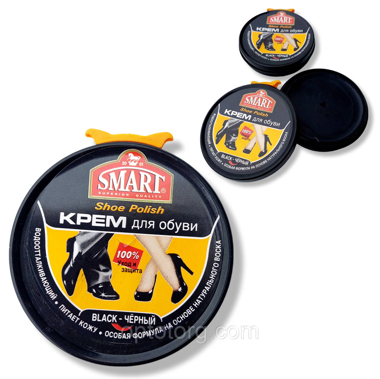 Крем для взуття Smart Смарт чорний оригінал шайба, фото 1