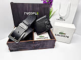 Подарунковий набір Lacosta (Ремінь + Гаманець) чорний, фото 2