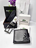 Подарунковий набір Lacosta (Ремінь + Гаманець) чорний, фото 6