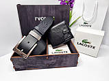 Подарунковий набір Lacosta (Ремінь + Гаманець) чорний, фото 3