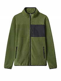 Чоловіча флісова тепла кофта на змійці кольору хакі