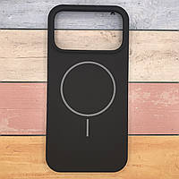 Чохол для iPhone 17 Pro Max оригінальний бампер, Silicone Case MagSafe Soft Touch, мікрофібра. Чорний колір