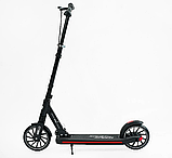 Самокат двоколісний "Skyper" колеса PU - 200 мм, передній амортизатор, ручне гальмо, чорний, фото 2