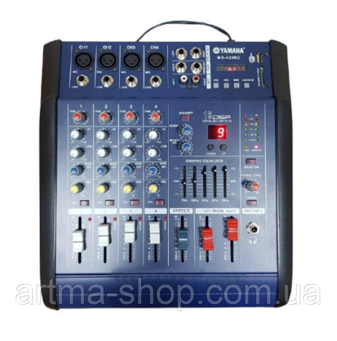 Аудіо мікшер Звуковий пульт підсилювач Mixer BT 4200D 4CH з bluetooth