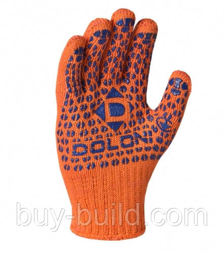 Рукавички DOLONI (584) з крапкою 2х стор. оранжеві (200/5), фото 1
