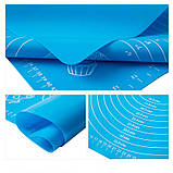 Килимок силіконовий для тіста 40х50 з розміткою блакитний, фото 2