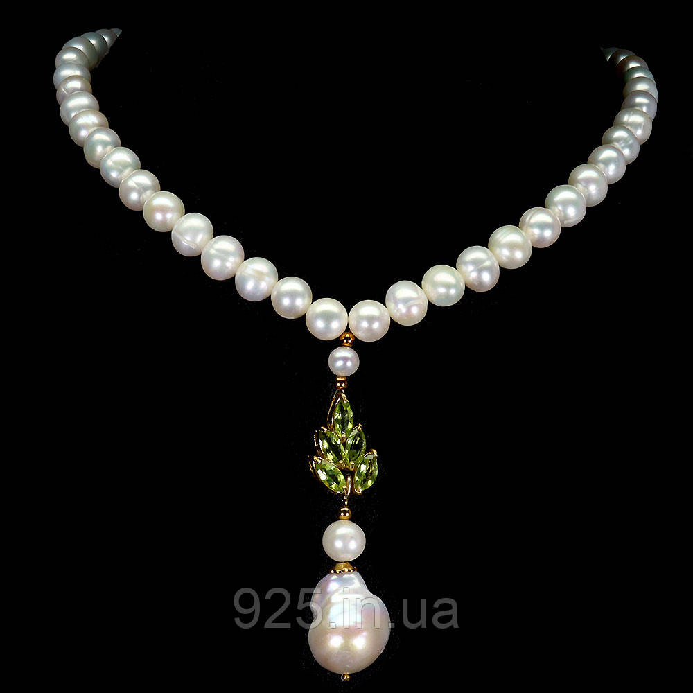 Підвіска. Натуральний перл і перидот. Срібло 925., фото 1