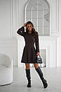 Жіноча коротка шоколадна сукня в рубчик, фото 4