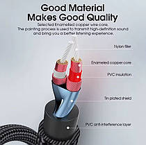 Аудіо кабель Essager Hi-Fi AUX 3.5mm-2 RCA 3 метра, фото 5