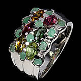 Каблучка. Натуральний турмалін і смарагд. Срібло 925., фото 2