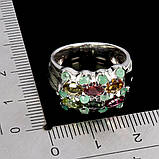 Каблучка. Натуральний турмалін і смарагд. Срібло 925., фото 3