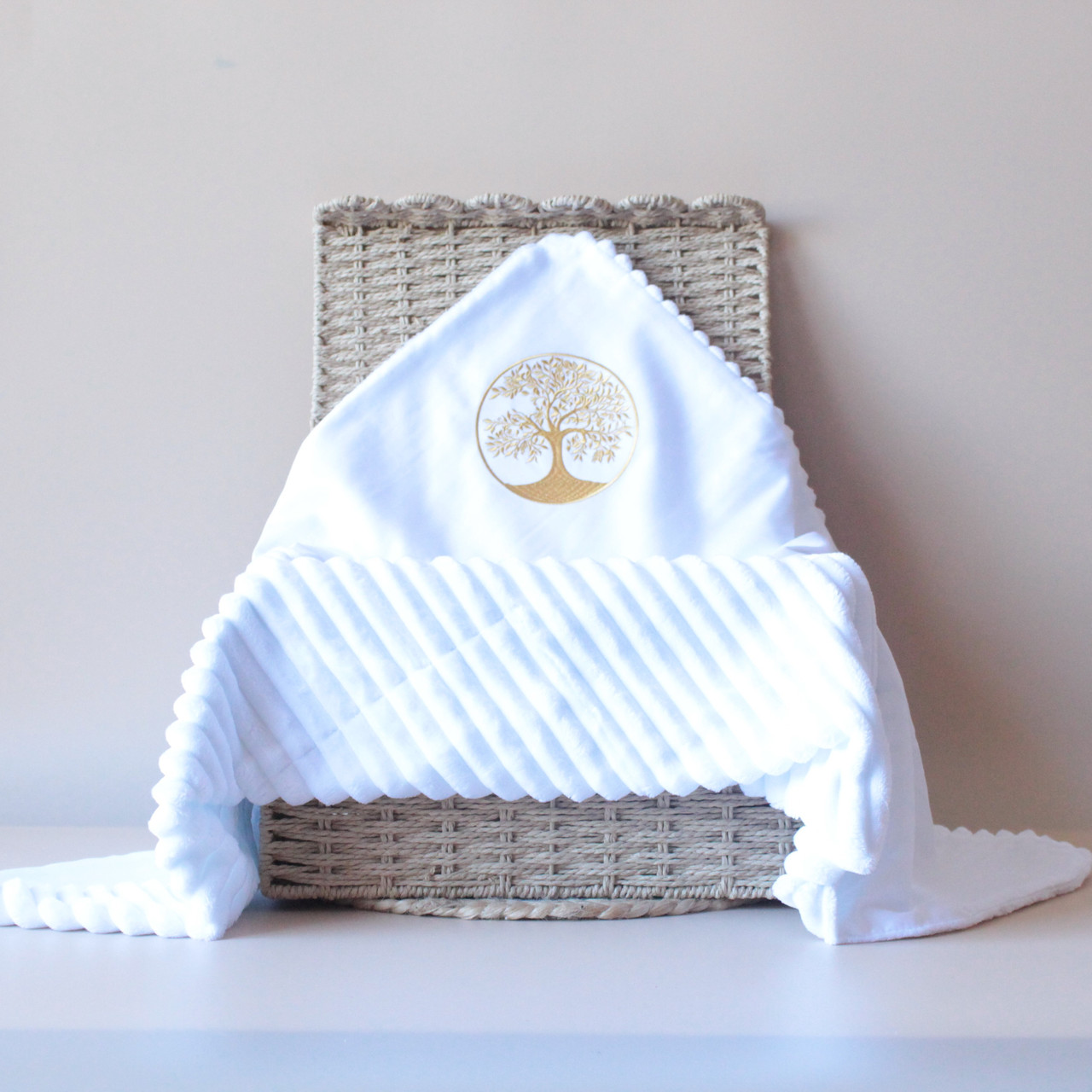 Крижма BOKA Дерево Життя мінкі-плед 80x90 см біла, фото 1