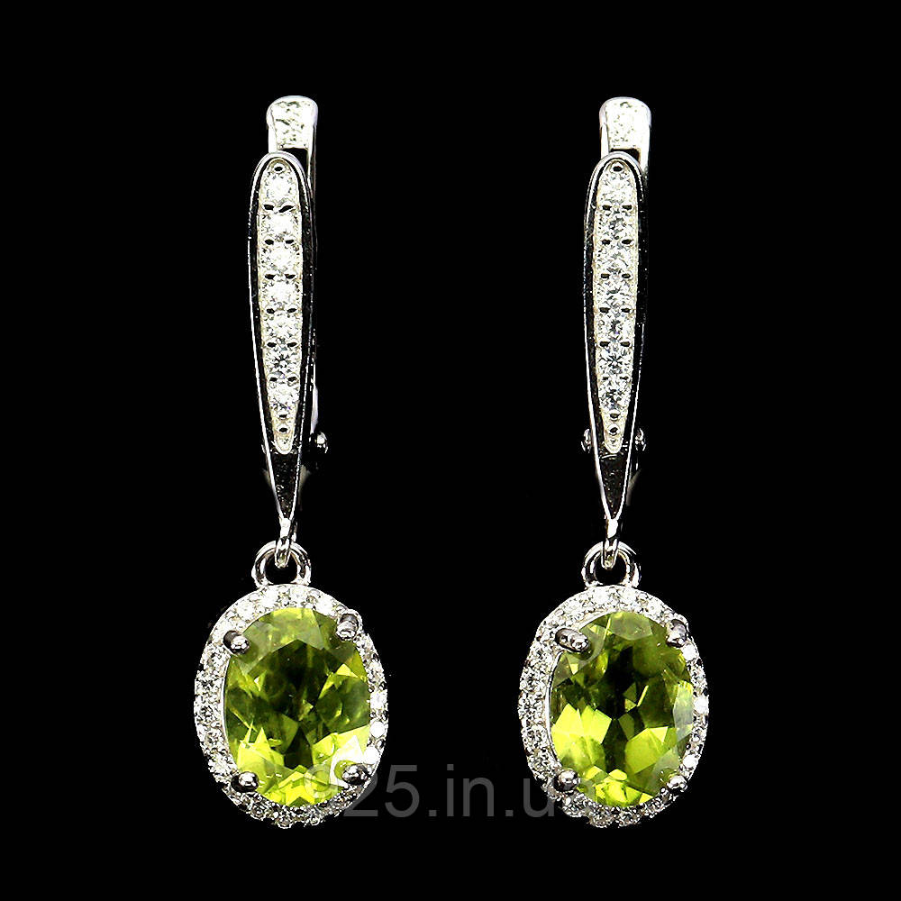 Сережки. Натуральний перидот. Срібло 925., фото 1