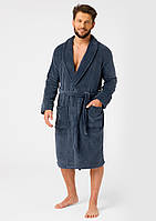 Мужской флисовый халат Key MGL 255 B25 темно-синий