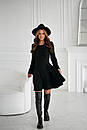 Жіноча коротка чорна сукня в рубчик, фото 7