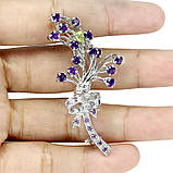 Брошка. Натуральний аметист, перидот і гранат родоліт. Срібло 925., фото 3