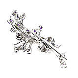 Брошка. Натуральний аметист, перидот і гранат родоліт. Срібло 925., фото 2