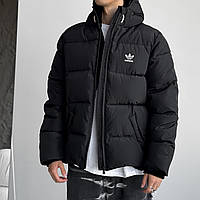 Куртка чоловіча зимова Adidas до -25°C з капюшоном чорна пуховик адідас