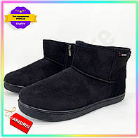 KI Хутряні бурки жіночі сноубутси GET ONE чорні утеплені на хутрі для зими домашні калоші панчохи FIR41_R