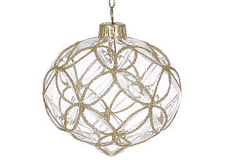 Ялинкова прикраса скляна з золотим візерунком 8 см