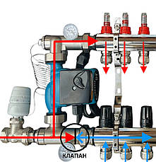 Колектор для теплої підлоги в зборі на 3 контури (латунний) КОМПЛЕКТ, «DJOUL» Туреччина, фото 2